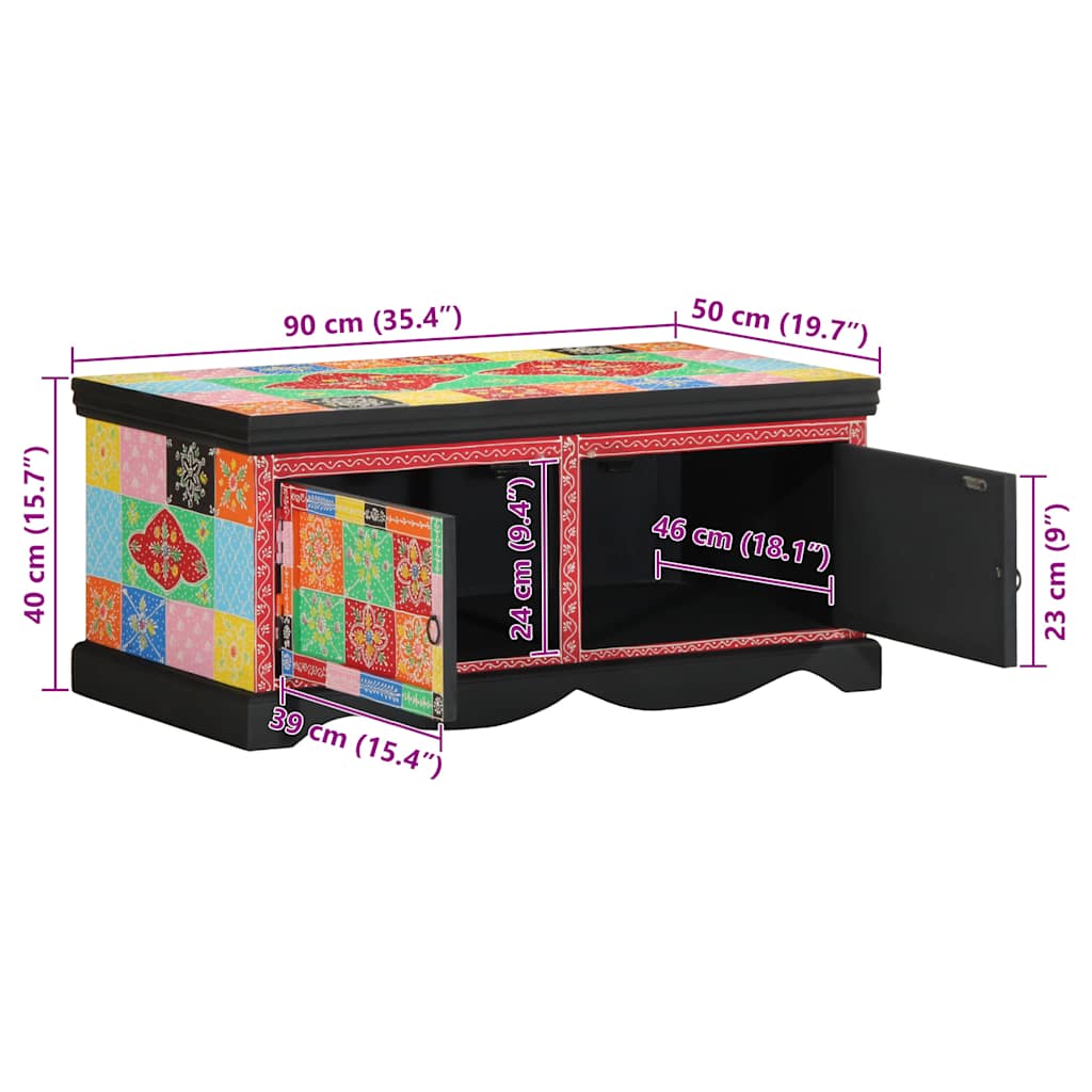 Coffee Table Multicolour 90x50x40 cm Solid Wood Mango